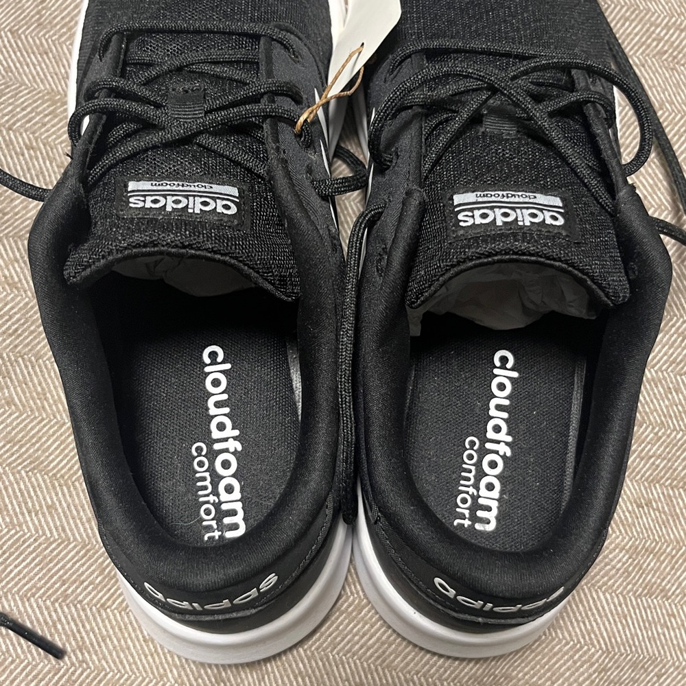 NWT Adidas Cloudfoam Comfort Sneakers; QT Racers; Black & White Carbon; NWB - Picture 5 of 7